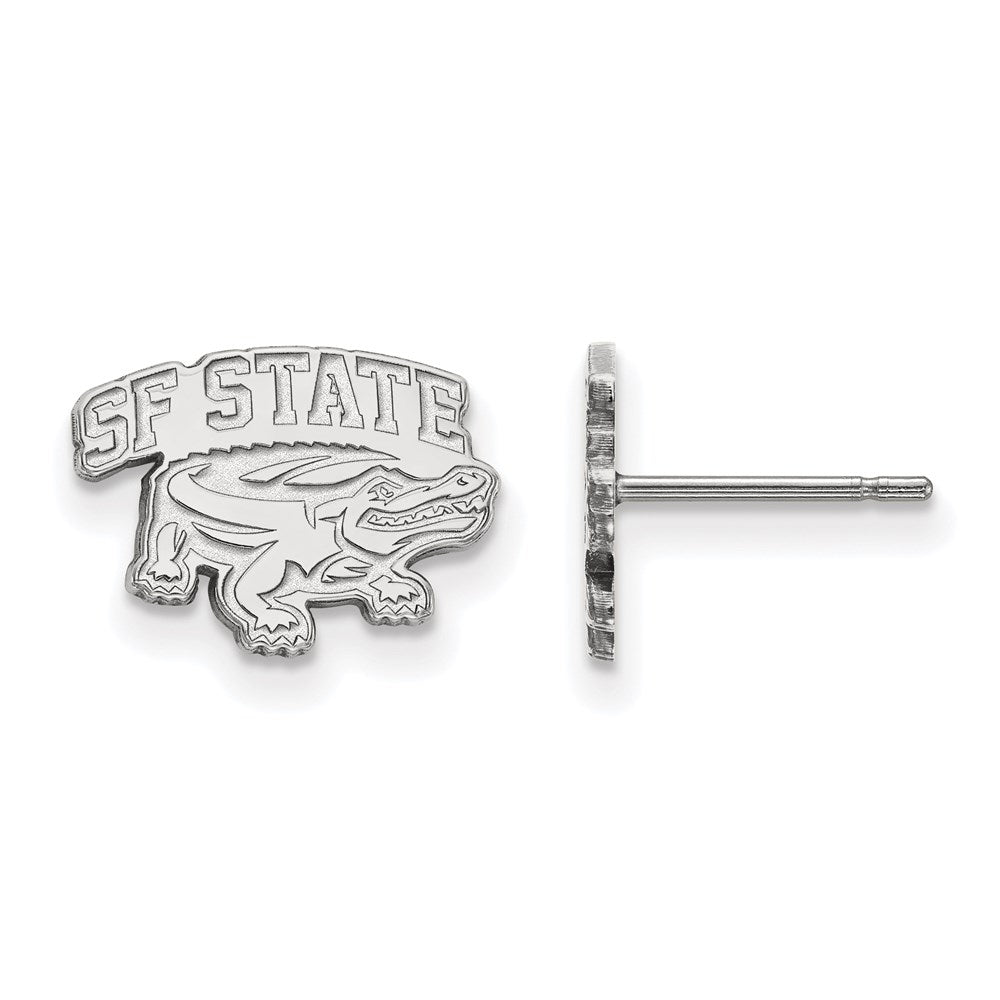 Sterling Silver Rhodium-plated LogoArt San Francisco State University Extra Small Post Earrings