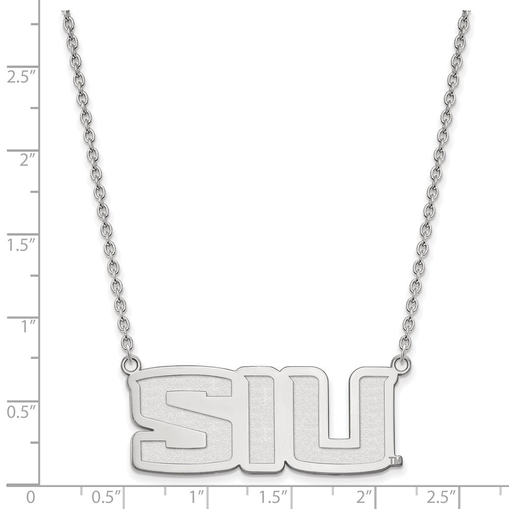 Sterling Silver Rhodium-plated LogoArt Southern Illinois University S-I-U Large Pendant 18 inch Necklace
