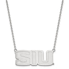 Sterling Silver Rhodium-plated LogoArt Southern Illinois University S-I-U Large Pendant 18 inch Necklace