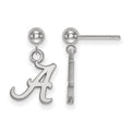 Sterling Silver Rhodium-plated LogoArt University of Alabama Letter A Dangle Ball Post Earrings
