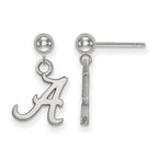 Sterling Silver Rhodium-plated LogoArt University of Alabama Letter A Dangle Ball Post Earrings