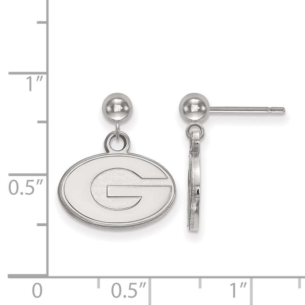 Sterling Silver Rhodium-plated LogoArt University of Georgia Letter G Dangle Ball Post Earrings