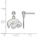 14k White Gold LogoArt University of Iowa Hawk Dangle Ball Post Earrings