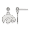 Sterling Silver Rhodium-plated LogoArt University of Iowa Hawk Dangle Ball Post Earrings