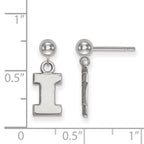 Sterling Silver Rhodium-plated LogoArt University of Illinois Letter I Dangle Ball Post Earrings