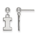 Sterling Silver Rhodium-plated LogoArt University of Illinois Letter I Dangle Ball Post Earrings