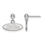 Sterling Silver Rhodium-plated LogoArt University of Mississippi Ole Miss Oval Dangle Ball Post Earrings