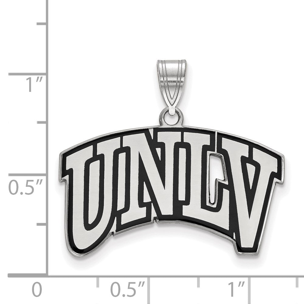 Sterling Silver Rhodium-plated LogoArt University of Nevada-Las Vegas U-N-L-V Large Enameled Pendant