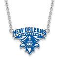 Sterling Silver Rhodium-plated LogoArt University of New Orleans U-N-O Large Enameled Pendant 18 inch Necklace