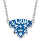 Sterling Silver Rhodium-plated LogoArt University of New Orleans U-N-O Large Enameled Pendant 18 inch Necklace