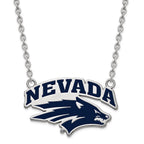 Sterling Silver Rhodium-plated LogoArt University of Nevada-Reno Large Enameled Pendant 18 inch Necklace