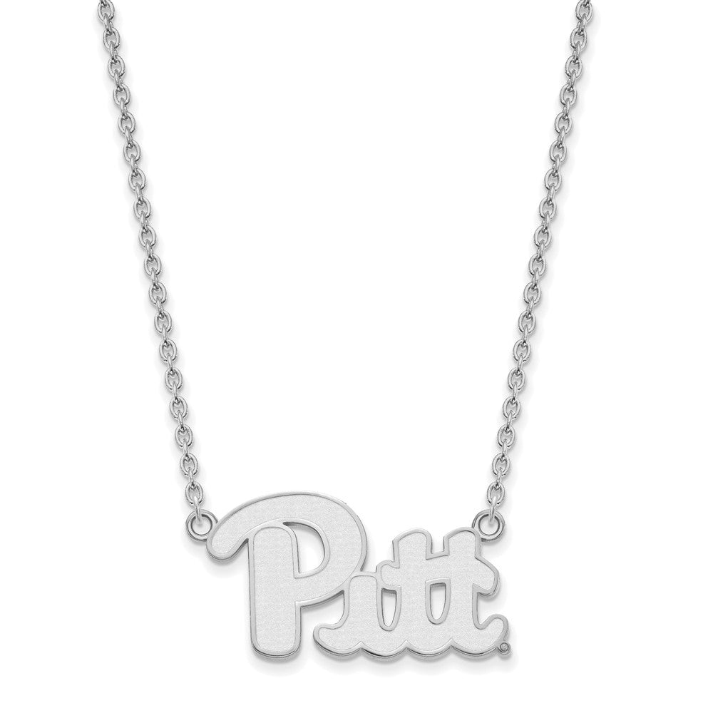 Sterling Silver Rhodium-plated LogoArt University of Pittsburgh Large Pendant 18 inch Necklace