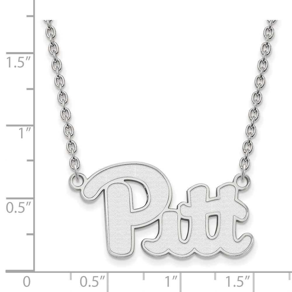Sterling Silver Rhodium-plated LogoArt University of Pittsburgh Large Pendant 18 inch Necklace