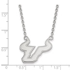 Sterling Silver Rhodium-plated LogoArt University of South Florida Bull Large Pendant 18 inch Necklace