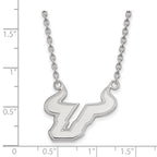 10k White Gold LogoArt University of South Florida Bull Large Pendant 18 inch Necklace
