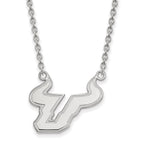 14k White Gold LogoArt University of South Florida Bull Large Pendant 18 inch Necklace