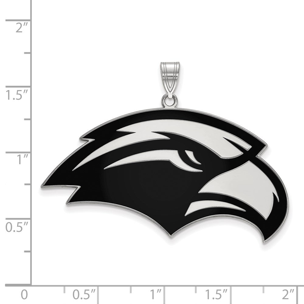 Sterling Silver Rhodium-plated LogoArt University of Southern Mississippi Eagle Extra Large Enameled Pendant