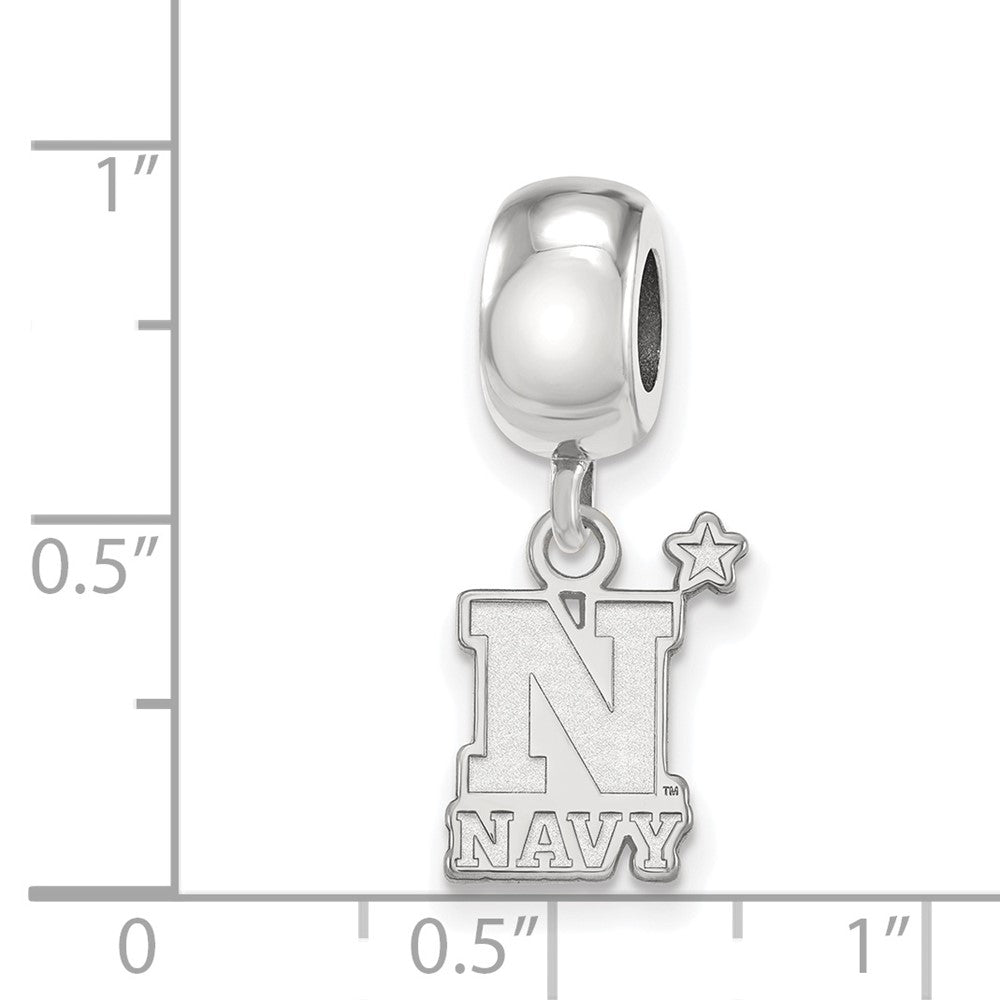 Sterling Silver Rhodium-plated LogoArt US Naval Academy Small Dangle Bead Charm