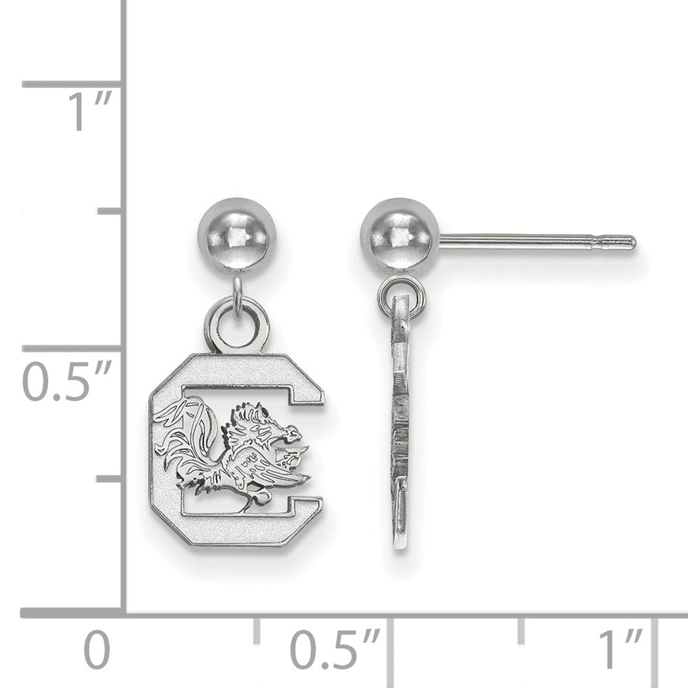 14k White Gold LogoArt University of South Carolina Dangle Ball Post Earrings