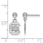 Sterling Silver Rhodium-plated LogoArt University of South Carolina Dangle Ball Post Earrings