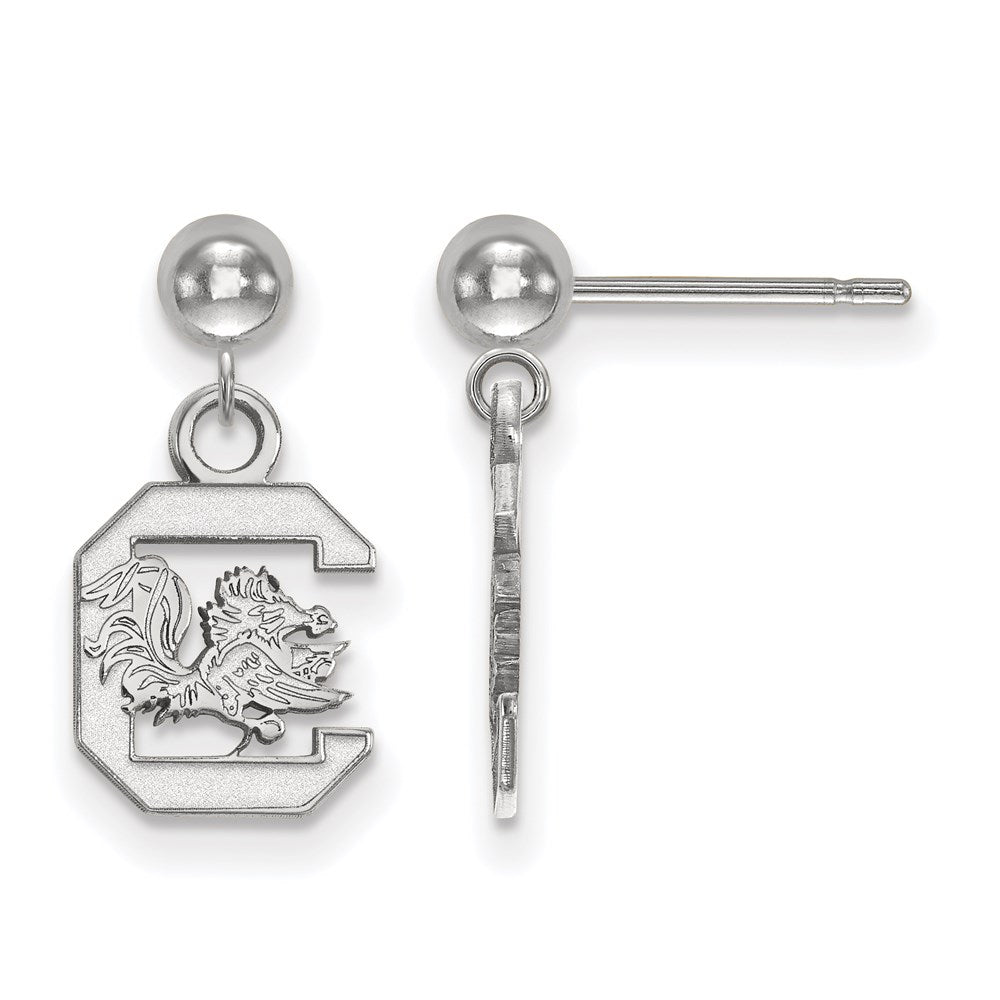 14k White Gold LogoArt University of South Carolina Dangle Ball Post Earrings