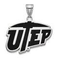 Sterling Silver Rhodium-plated LogoArt University of Texas at El Paso Large Enameled Pendant