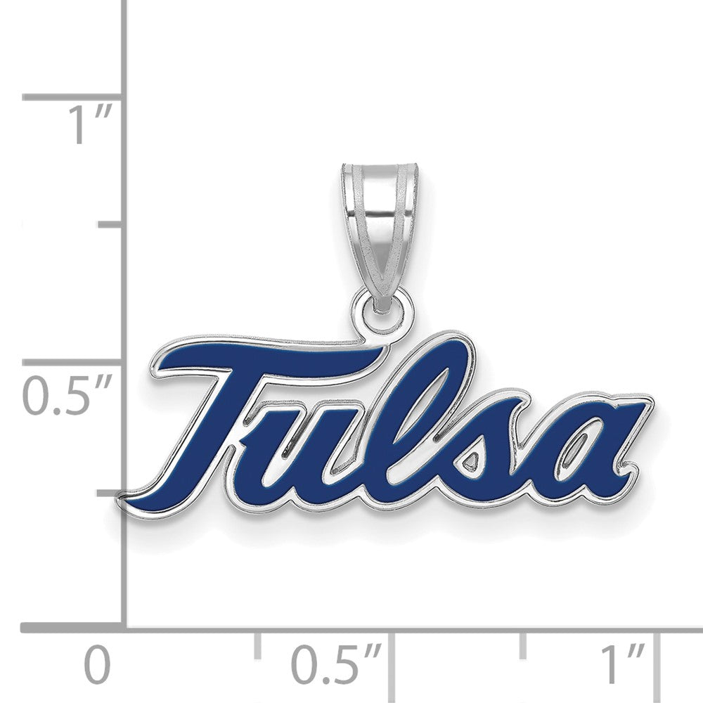 Sterling Silver Rhodium-plated LogoArt University of Tulsa T-U Large Enameled Pendant