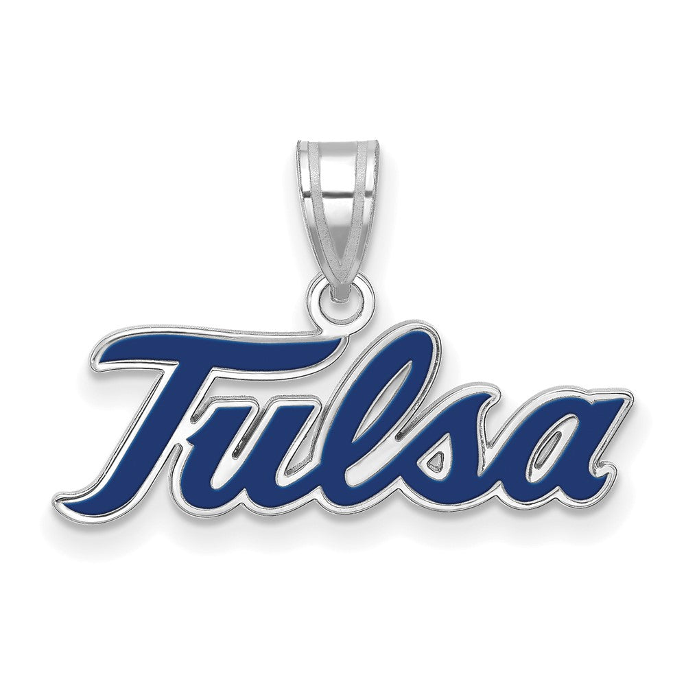 Sterling Silver Rhodium-plated LogoArt University of Tulsa T-U Large Enameled Pendant