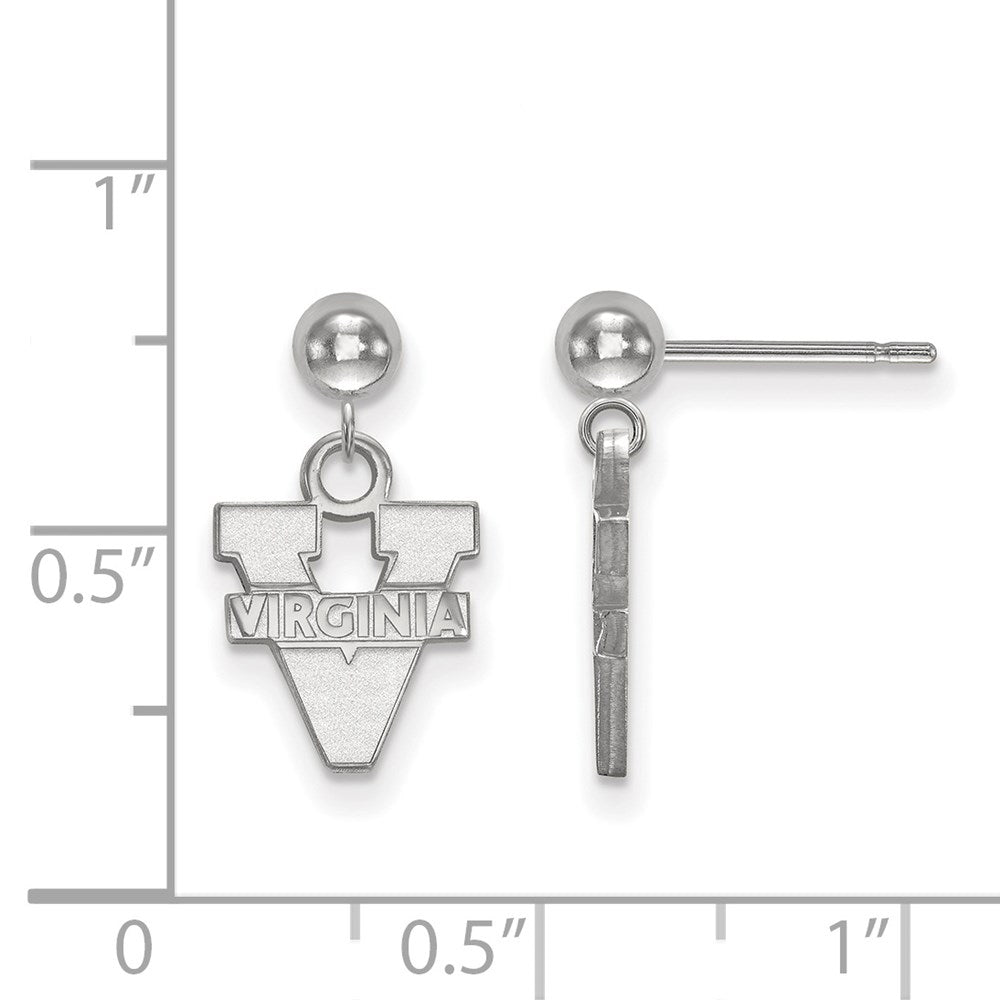 Sterling Silver Rhodium-plated LogoArt University of Virginia Dangle Ball Post Earrings