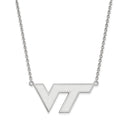 10k White Gold LogoArt Virginia Tech V-T Large Pendant 18 inch Necklace