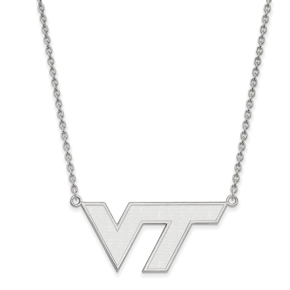 10k White Gold LogoArt Virginia Tech V-T Large Pendant 18 inch Necklace