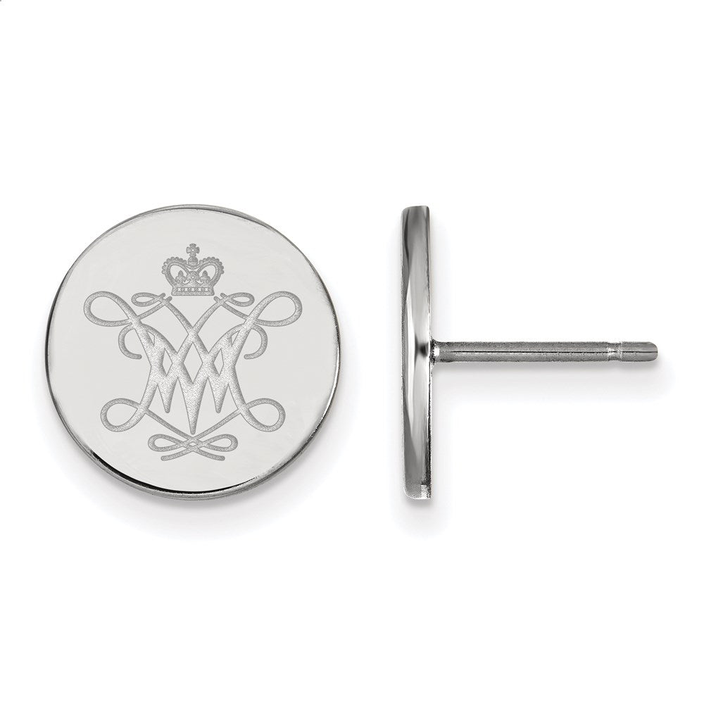Sterling Silver Rhodium-plated LogoArt College of William and Mary Extra Small Disc Earrings