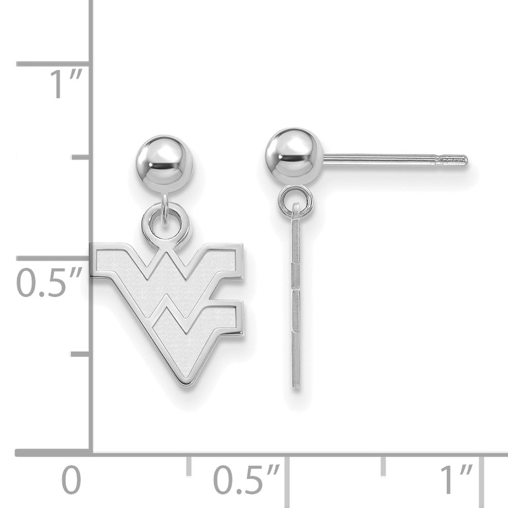 14k White Gold LogoArt West Virginia University W-V Dangle Ball Post Earrings