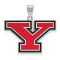 Sterling Silver Rhodium-plated LogoArt Youngstown State University Letter Y Large Enameled Pendant