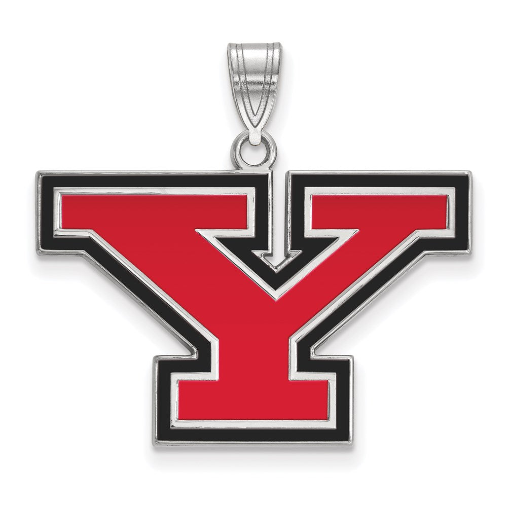 Sterling Silver Rhodium-plated LogoArt Youngstown State University Letter Y Large Enameled Pendant