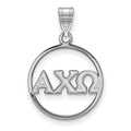 Sterling Silver Rhodium-plated LogoArt Alpha Chi Omega Sorority Greek Letters Large Circle Pendant