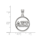 Sterling Silver Rhodium-plated LogoArt Alpha Sigma Tau Sorority Greek Letters Medium Circle Pendant