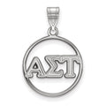 Sterling Silver Rhodium-plated LogoArt Alpha Sigma Tau Sorority Greek Letters Medium Circle Pendant