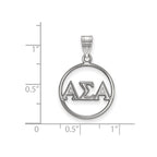 Sterling Silver Rhodium-plated LogoArt Alpha Sigma Alpha Sorority Greek Letters Small Circle Pendant