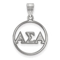 Sterling Silver Rhodium-plated LogoArt Alpha Sigma Alpha Sorority Greek Letters Small Circle Pendant