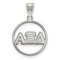 Sterling Silver Rhodium-plated LogoArt Alpha Xi Delta Sorority Greek Letters Medium Circle Pendant