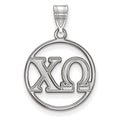 Sterling Silver Rhodium-plated LogoArt Chi Omega Sorority Greek Letters Small Circle Pendant