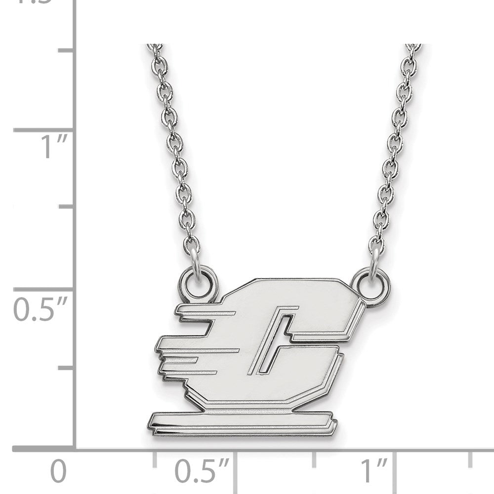 Sterling Silver Rhodium-plated LogoArt Central Michigan University Letter C Small Pendant 18 inch Necklace