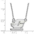 Sterling Silver Rhodium-plated LogoArt Central Michigan University Letter C Small Pendant 18 inch Necklace
