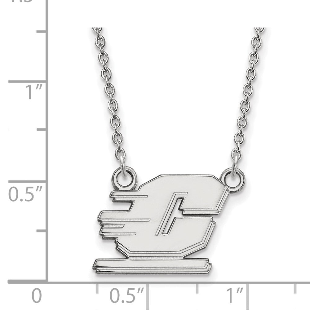 10k White Gold LogoArt Central Michigan University Letter C Small Pendant 18 inch Necklace