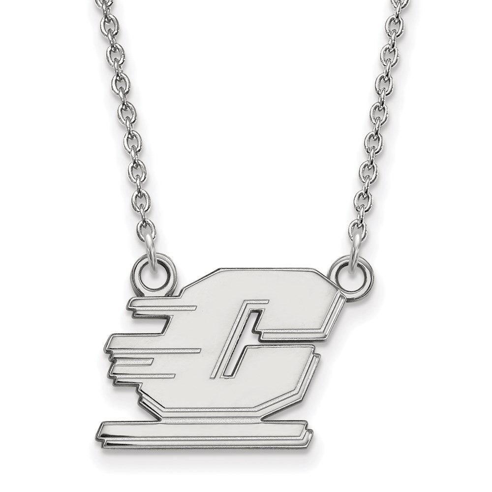 14k White Gold LogoArt Central Michigan University Letter C Small Pendant 18 inch Necklace