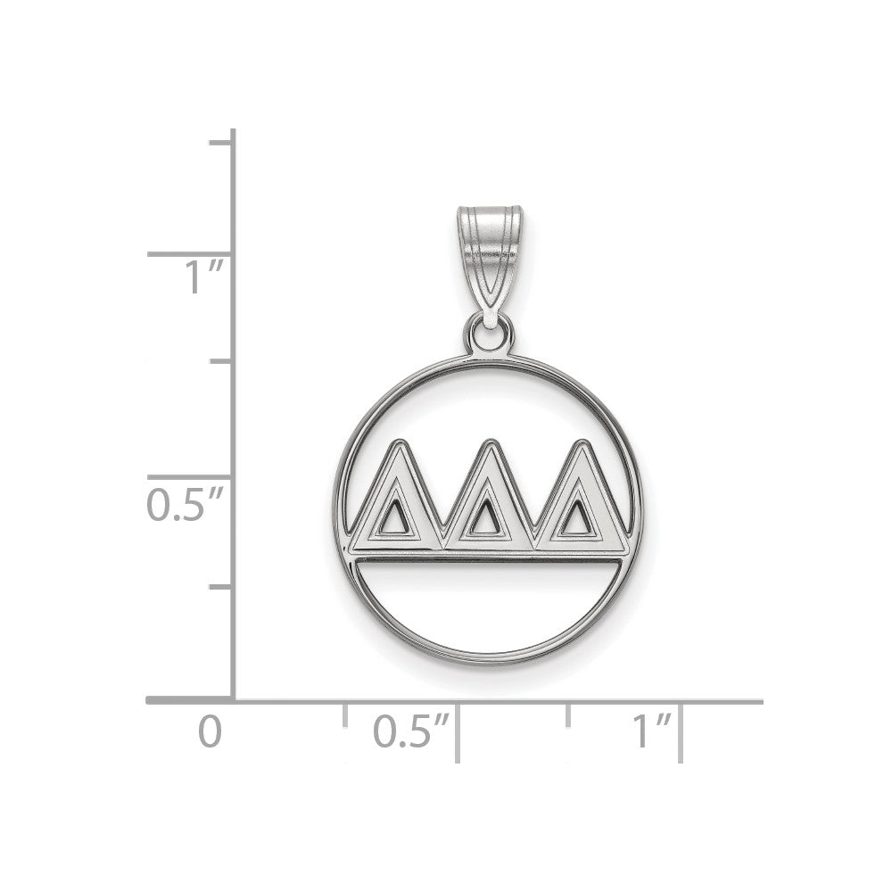 Sterling Silver Rhodium-plated LogoArt Delta Delta Delta Sorority Greek Letters Medium Circle Pendant