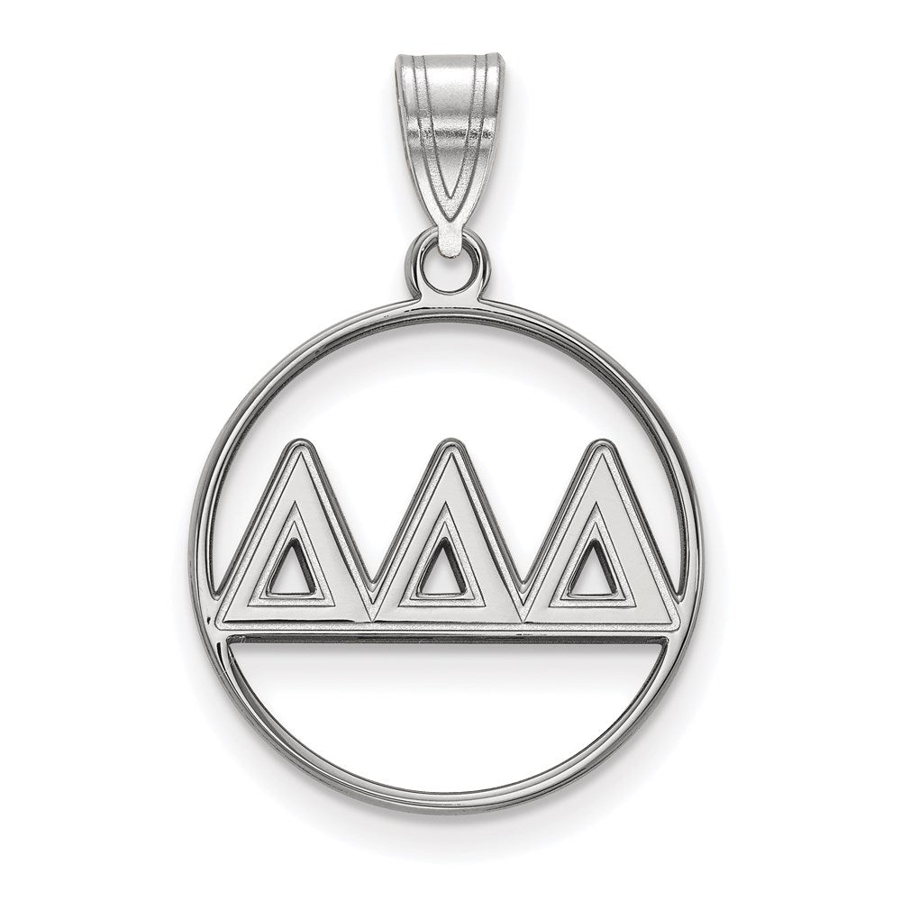 Sterling Silver Rhodium-plated LogoArt Delta Delta Delta Sorority Greek Letters Medium Circle Pendant