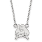 Sterling Silver Rhodium-plated LogoArt East Carolina University Pirate Small Pendant 18 inch Necklace