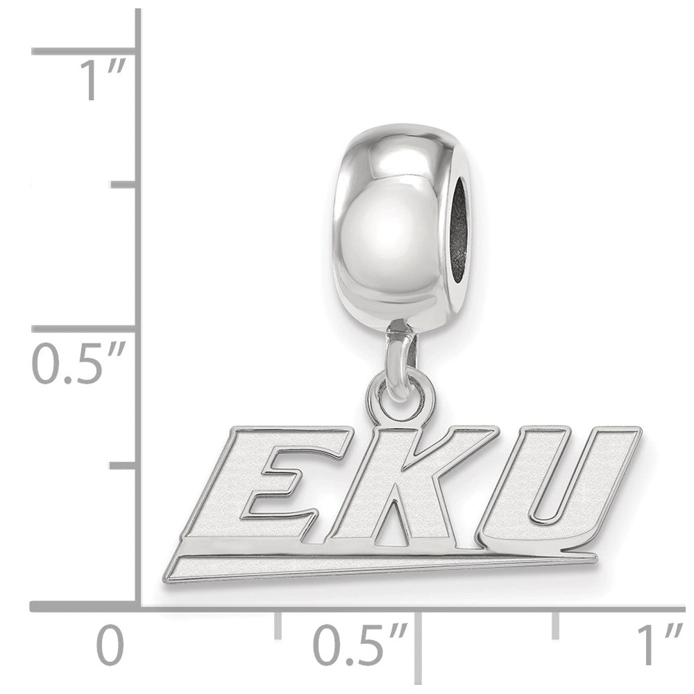 Sterling Silver Rhodium-plated LogoArt Eastern Kentucky University E-K-U Extra Small Dangle Bead Charm